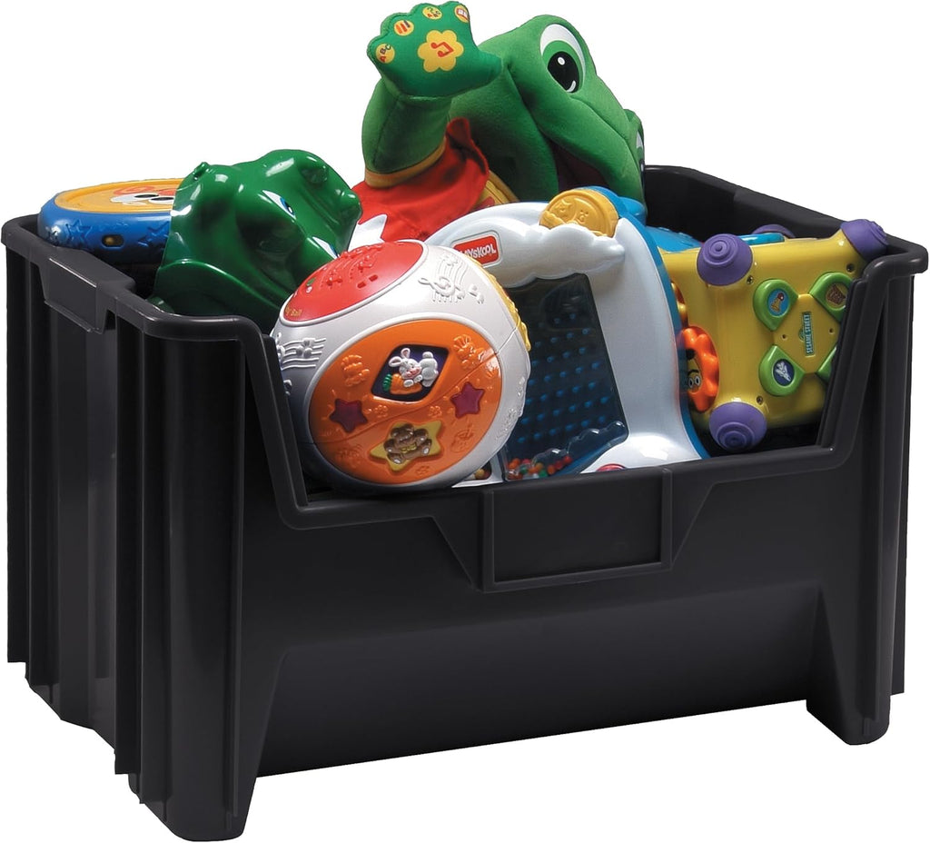 Hudson Exchange 20" x 15" x 12.5" (54 Pack) Plastic Giant Stackable Hopper Bin Container, Black