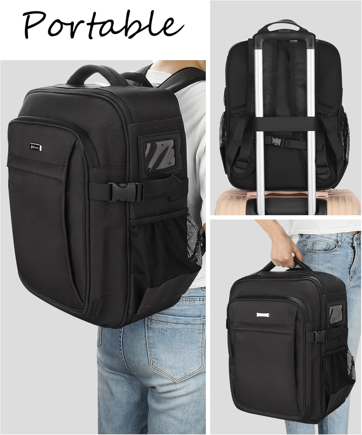 Relavel Makeup Backpack, Professional Travel Train Case Makeup Artist Kit Set Bag for Women Extra Large Cosmetic Organizer, Brush Storage Holder, with Adjustable High Dividers, Black