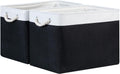 Bidtakay Black Storage Bins Storage Baskets for Shelves Decorative Basket Set of 2 Fabric Cloth Bins for Organizing 16x11.8x11.8 in Large Tall Baskets with Soft Handles for Home Office Living Room
