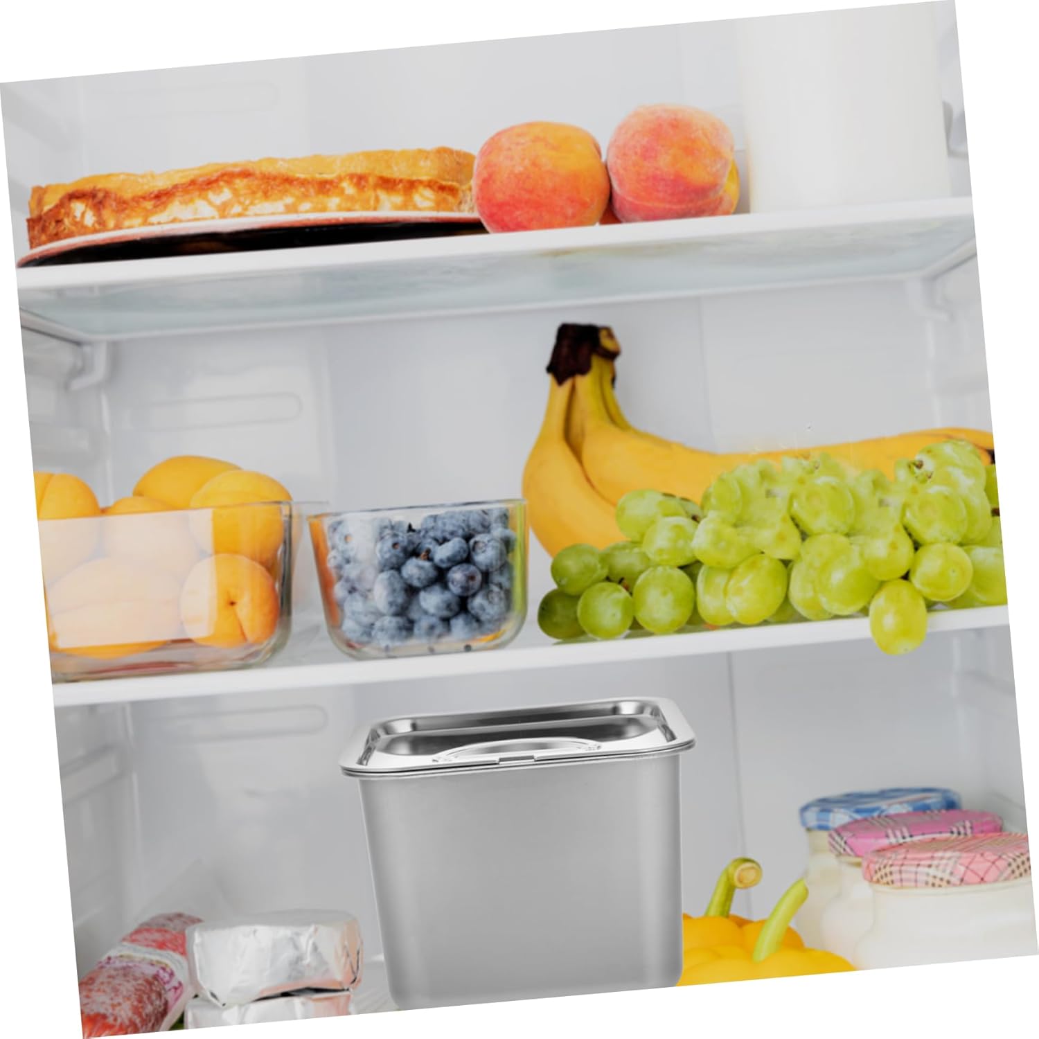 Stainless Steel Ice Tub Freezer Ice Container Homemade Yogurt Airtight Storage Container Cover