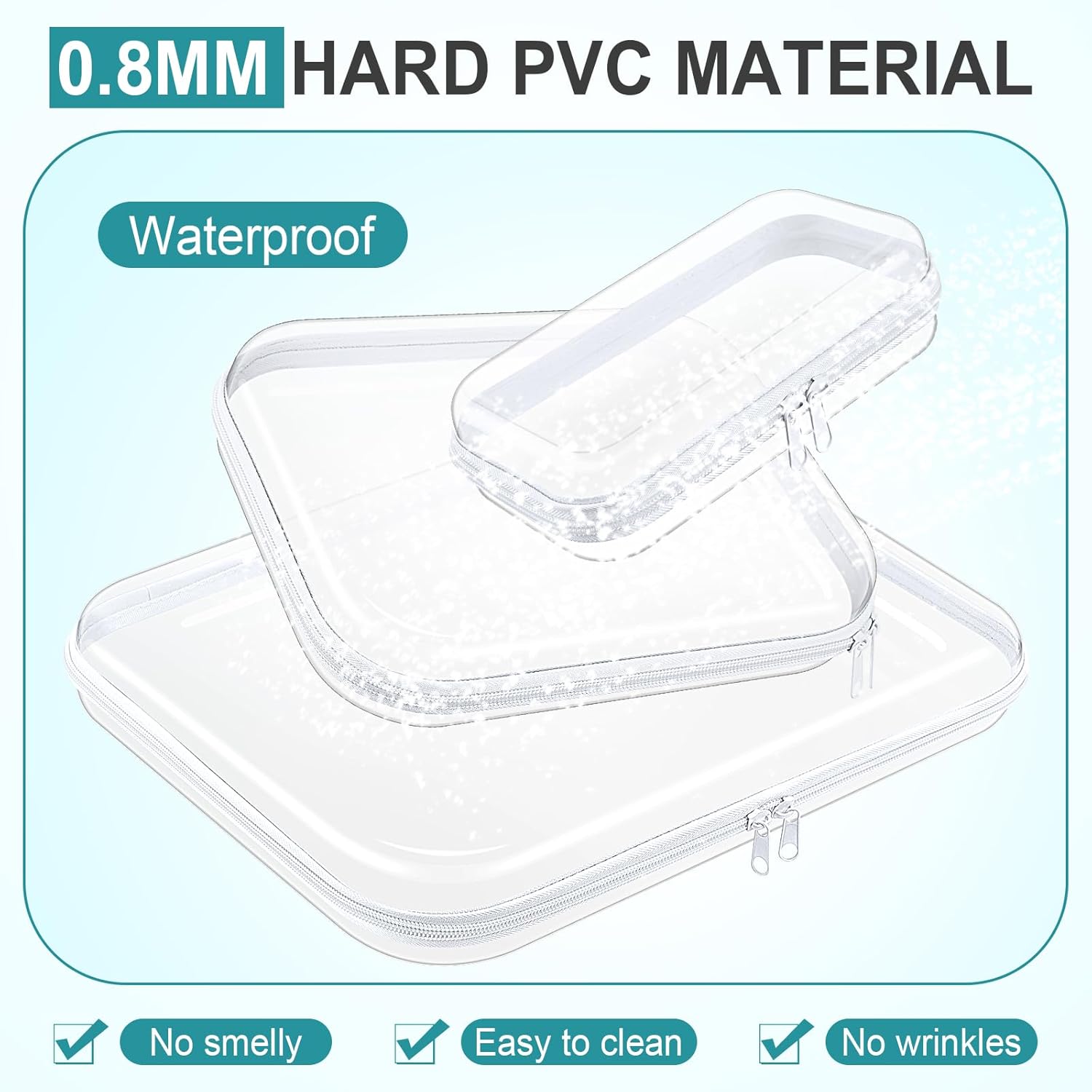 Sanwuta 6 Pcs Clear Hard Zipper Case Hard Plastic Zipper Pouches Transparent Makeup Bag Pencil Pouches for Travel Snacks Christmas Trinket Storage Organizer Box(Clear,Three Sizes)