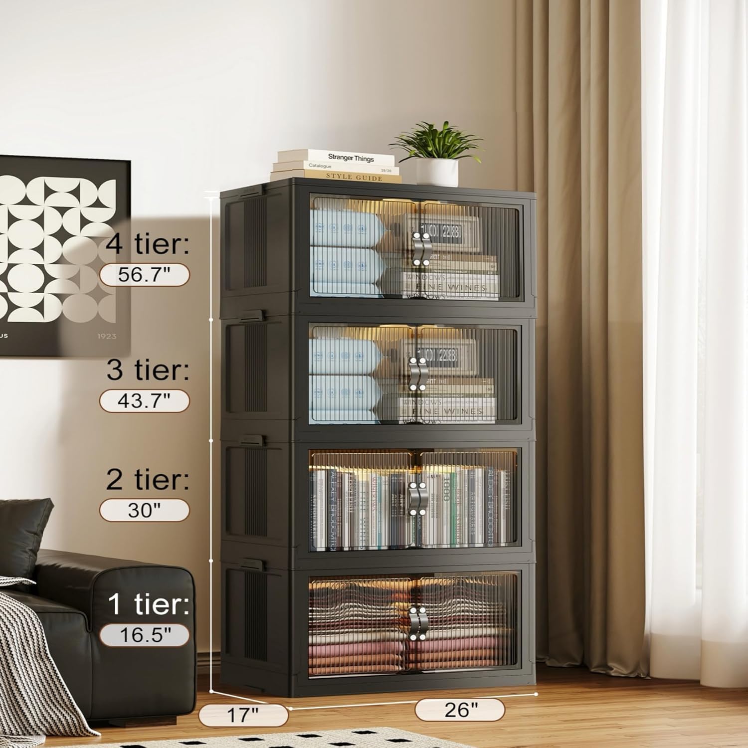 SAILUN 109Gal/434Qt Stackable Storage Bins Folding Collapsible Storage Bins with Lid, Closet Organizers and Storage