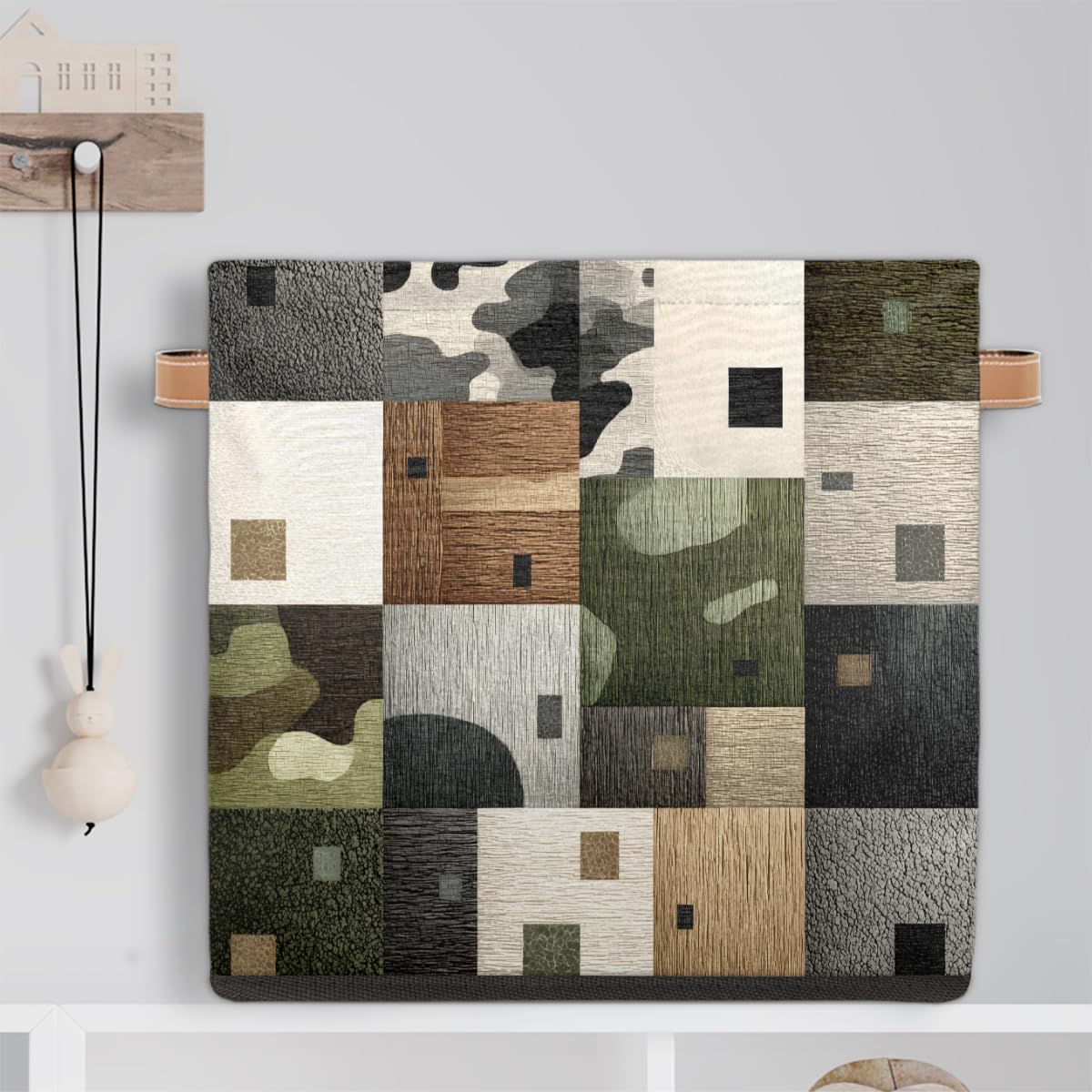 TropicalLife 13x13x13 Inch Large Fabric Storage Cube Geometric Pattern Foldable Storage Bin with Handles Organizer Boxes Cube Basket for Shelves Organizing Closet