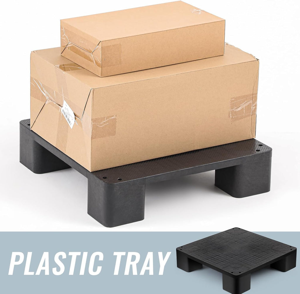 1 Pcs Plastic Pallet for Basement Storage Easy Stack Lightweight Floor Pallet Display Flooring Room Supermarket Christmas, Support up to 2000 Lbs (20'' L X 20'' W X 4.7'' H,Black)