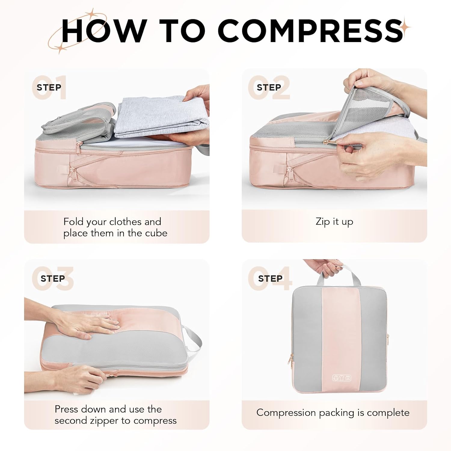 10 Set Compression Packing Cubes for Travel Gifts Women Mom,OlarHike Luggage Clothes Organizer for Travelers,Airplane/Cruise/Car/Train Travel Essentials,Compressible Expandable Saver Space Bags(Beige)