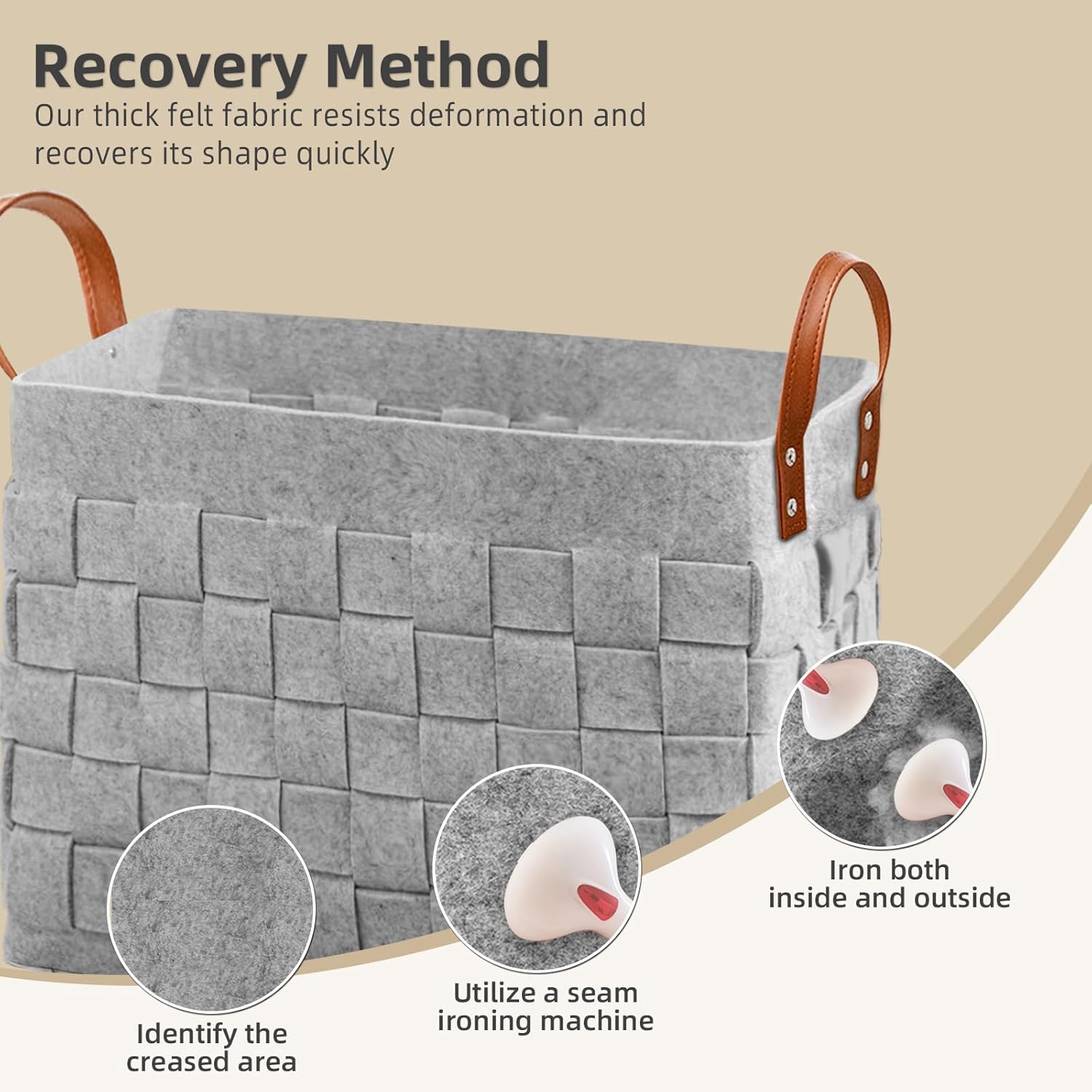 boldmonkey Blankets Basket 16.5 " x13 x13 , Large Storage Baskets for Organizing Rectangular, Living Room Dog Toy Bin for Dirty Clothes, Pillows, Towel-Light Gray