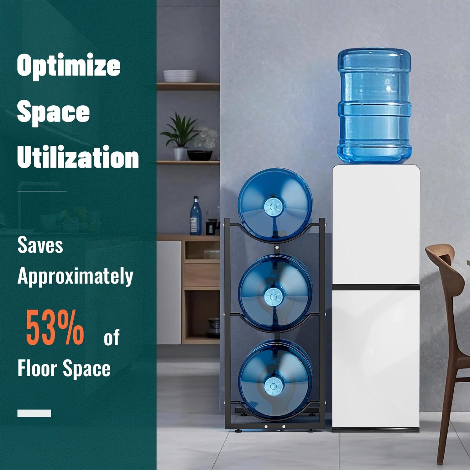 MYLOLF 5 Gallon Water Jug Holder : 3 Tier Water Jug Stand Holder for 5 Gallon Water Dispenser- 5 Gal Water Bottle Storage Rack Organizer for Home Kitchen Garage