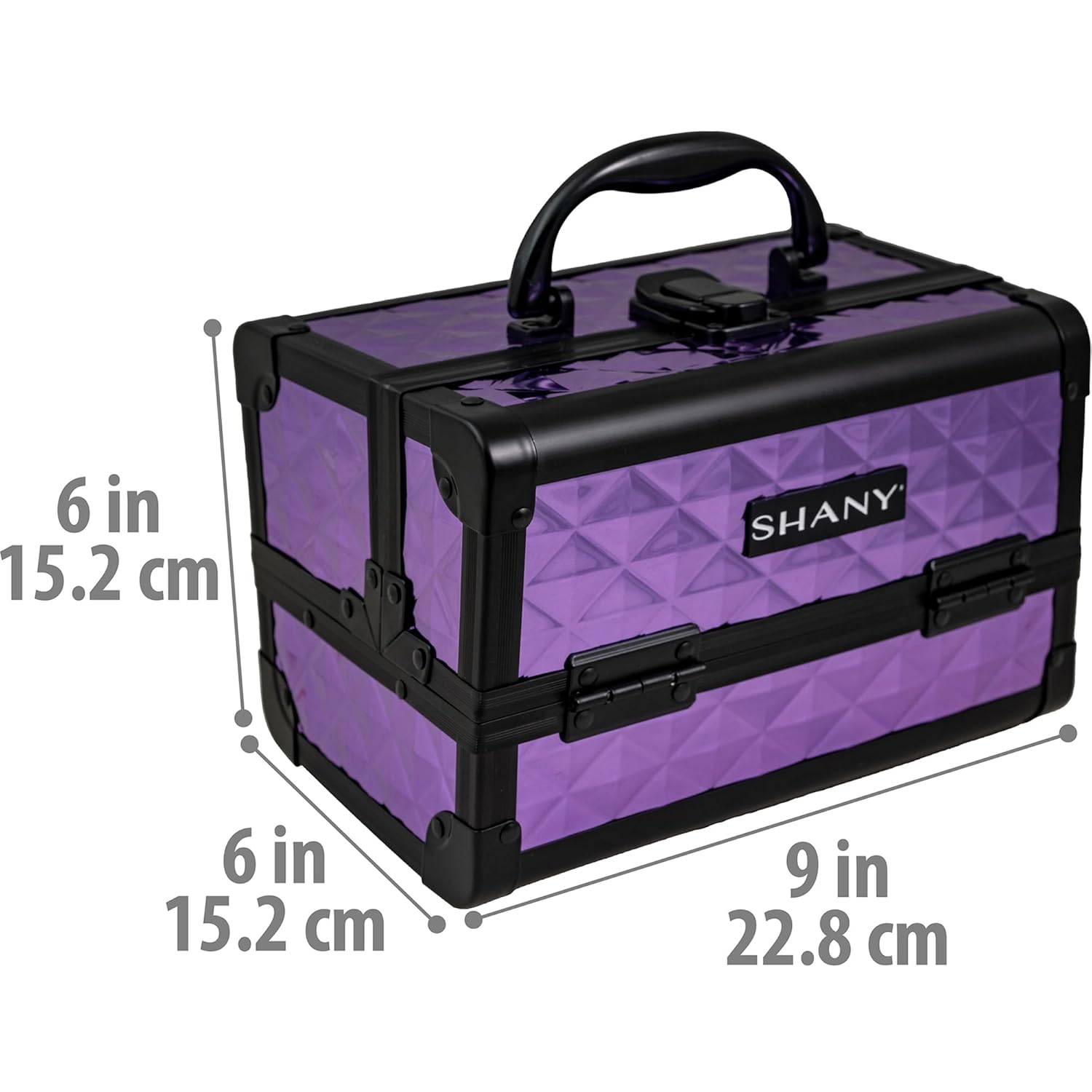 SHANY Chic Makeup Train Case Cosmetic Box Portable Makeup Case Cosmetics Beauty Organizer Jewelry storage with Locks, Multi trays Makeup Storage Box with Makeup Mirror - Lavender