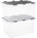 Superio Storage Bins with Lids, Clear Plastic Containers for Organizing, Stackable Totes, BPA Free, Odor Free, Organizer Boxes for Home, and Dorm, 35 Quart (2 Pack, 20.25"x14"x10.5")