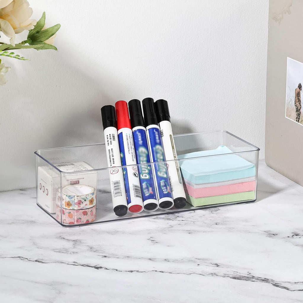 Acrylic Makeup Brush Holder Organizer, 1 Pack 1 Section Clear Plastic Makeup Holder 9.13x3.54x2.36 Inches Transparent Storage Container for Bathroom Jewelry Accessories