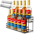 10 Bottle Capacity Coffee Syrup Organizer 2 Tier Coffee Syrup Stand Shelf for Coffee Bar Kitchen Small Wine Rack for Bar Family Storage for Syrup Wine Dressing