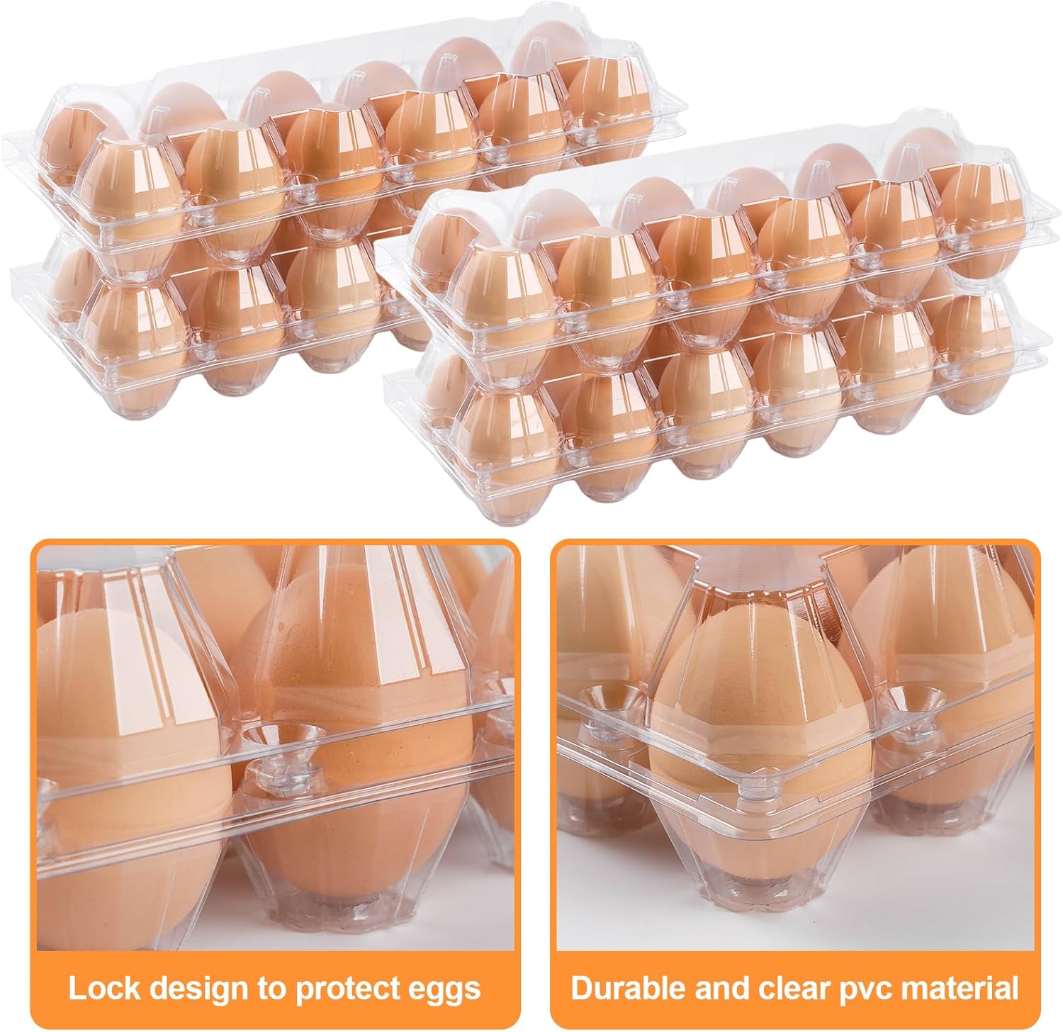 100 Pack Plastic Egg Cartons Cheap Bulk,1 Dozen Clear Empty Egg Containers for Chicken Eggs 2x6 Grids, Reusable Egg Holder Egg Trays for Family, Chicken Farm, Markets Display - Medium Egg Container