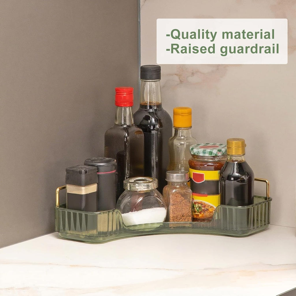 Corner Bathroom Countertop Organizer, Vanity Organizer Trays for Counter, Makeup Organizers, Perfume Tray, Skincare Shelf Storage Gifts for Women Girl Student (Green, 1 Tier)