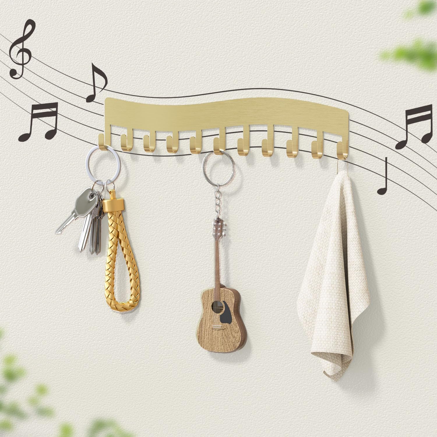 Wall Necklace Organizer Holder: Wall Mounted Jewelry Hanging Storage Necklaces Display Hanger Gold