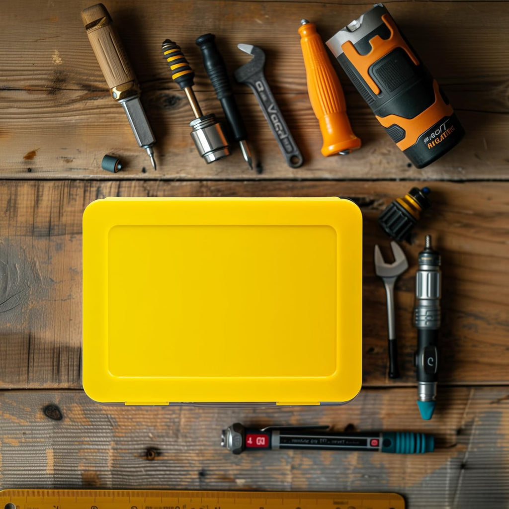 Battery Organizer Storage Box, Garage Case Holder for 24* AA, 30* AAA Batteries (Bag Not Include Batteries Pack) (yellow)