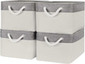 Organization and Storage Bins for Shelves - Large 4 Pack 16x12x8 inch Collapsible Storage Basket for Organizing, Fabric Storage Cubes for Box Closet Cloth Toy Nursery Books Kids (Grey & White)