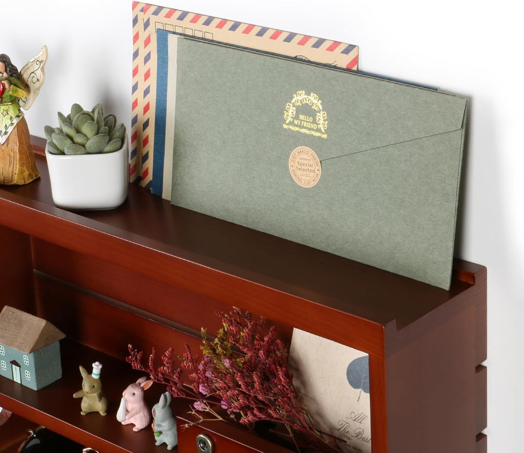 Innovation Key Holder for Wall, Mail Organizer with Key Hooks, Keys Holder on Wall, Auburn