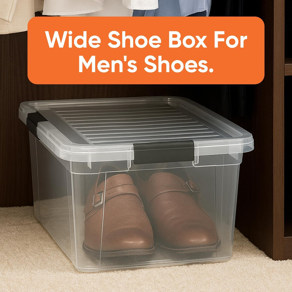 Superio Storage Bins with Lids - Clear Boxes for Organizing, Stackable Plastic Containers - BPA Free, Non-Toxic, Odor Free, Organizer for Home, Office, Dorm(4 Pack, 11 Qt)