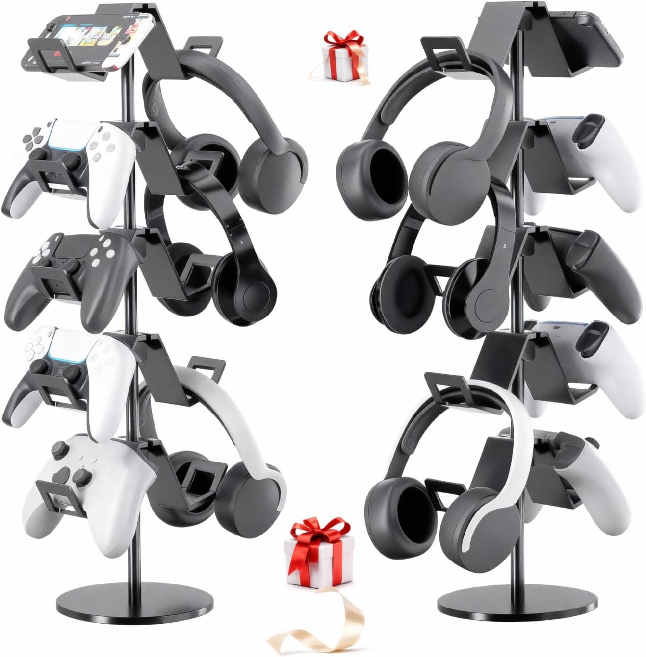 Controller Stand,5 Tier Controller Headphone Holder for Universal Headsets and Controllers,Black