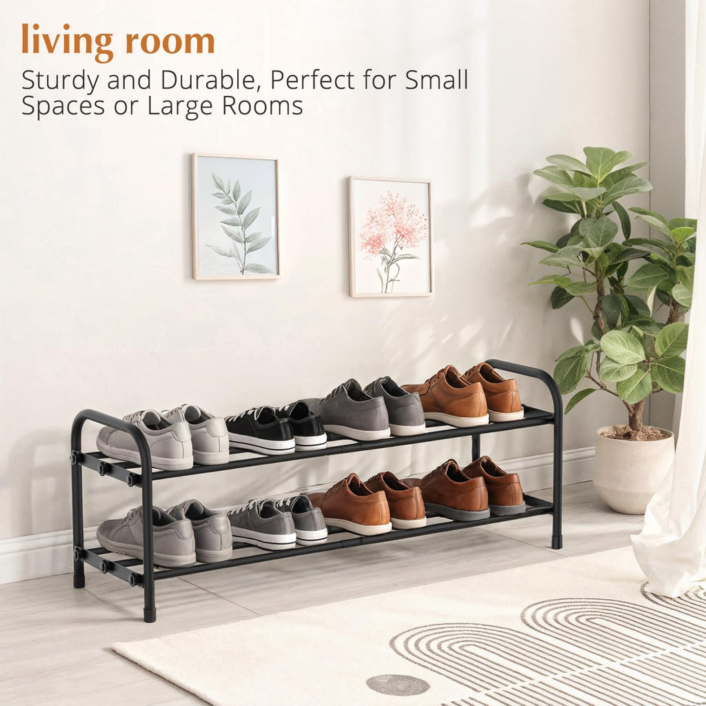 INSMART 2-Tier Expandable Shoe Rack:Stackable and Adjustable Shoes Organizer Storage Shelf, Sturdy and Durable Metal Structure Free Standing Shoe Rack for Closet Entryway Doorway