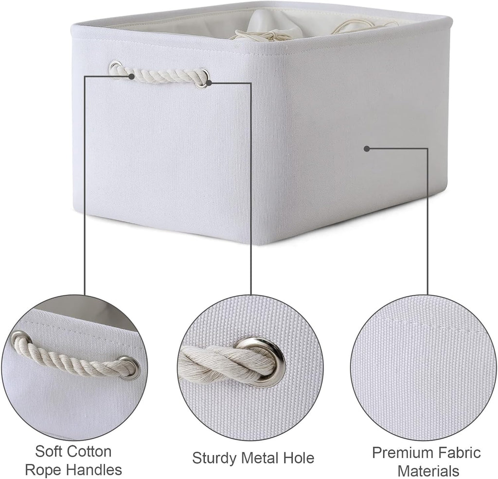 TheWarmHome Storage Basket for Gifts Empty - X Large - 3 Pack 17.7L×13.8W×9.8H in Collapsible Storage Bin for Shelves, Toy Box Storage for Gifts Book Laundry (White)