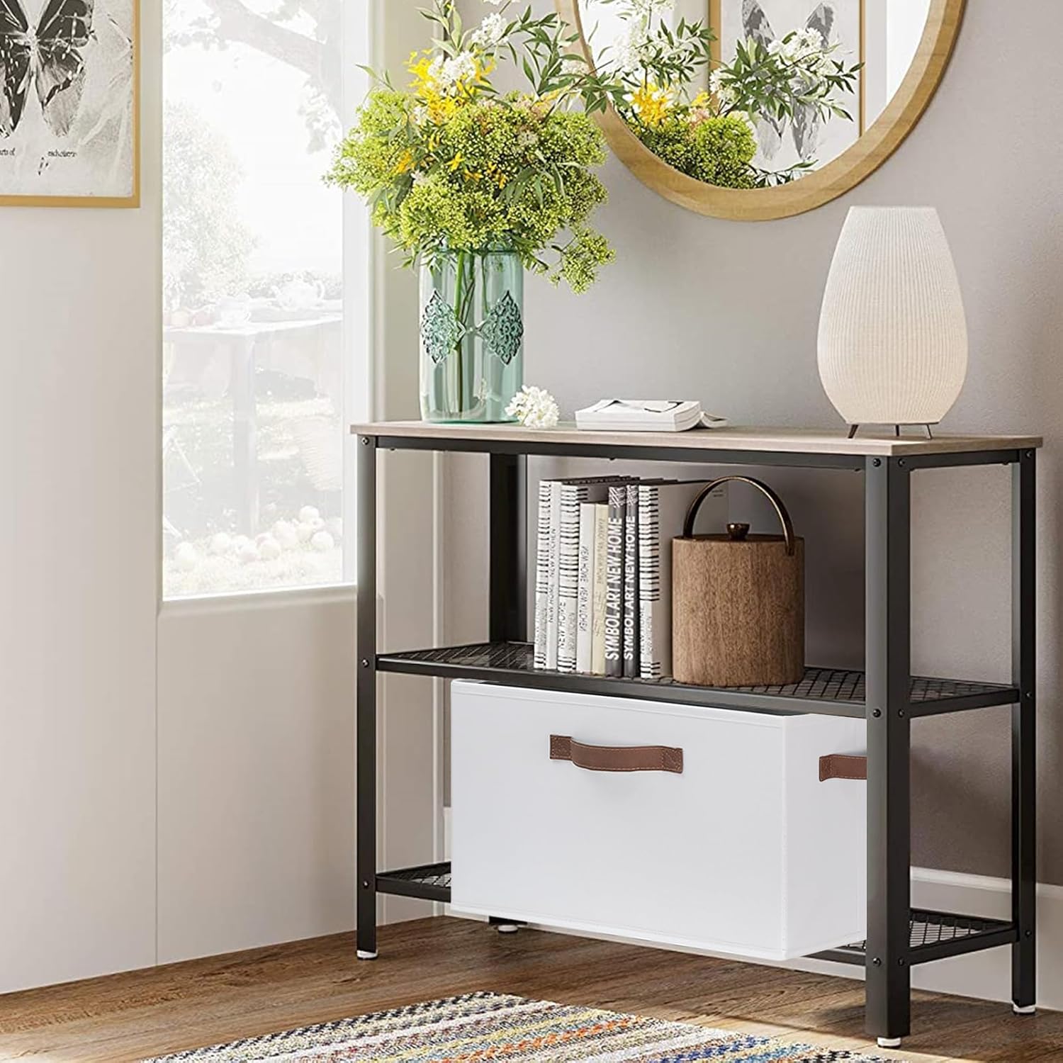 GhvyenntteS Large Fabric Storage Bins with 3 Handles, 15x11x9.6 Inch Storage Baskets for Shelves, Foldable Closet Storage Bins for Shelves, Closet Organizers and Storage Boxes, White