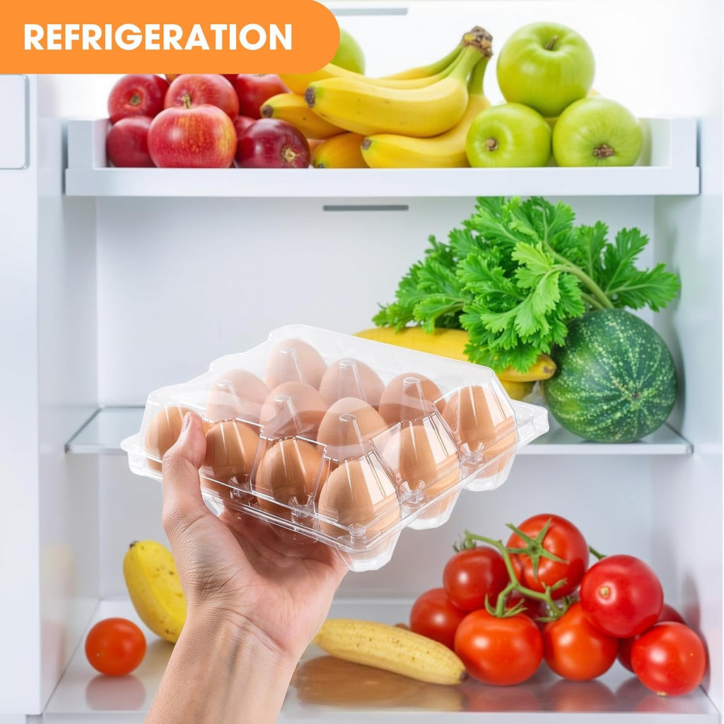100 Pack Plastic Egg Cartons Cheap Bulk,1 Dozen Clear Empty Egg Containers for Chicken Eggs 2x6 Grids, Reusable Egg Holder Egg Trays for Family, Chicken Farm, Markets Display - Medium Egg Container