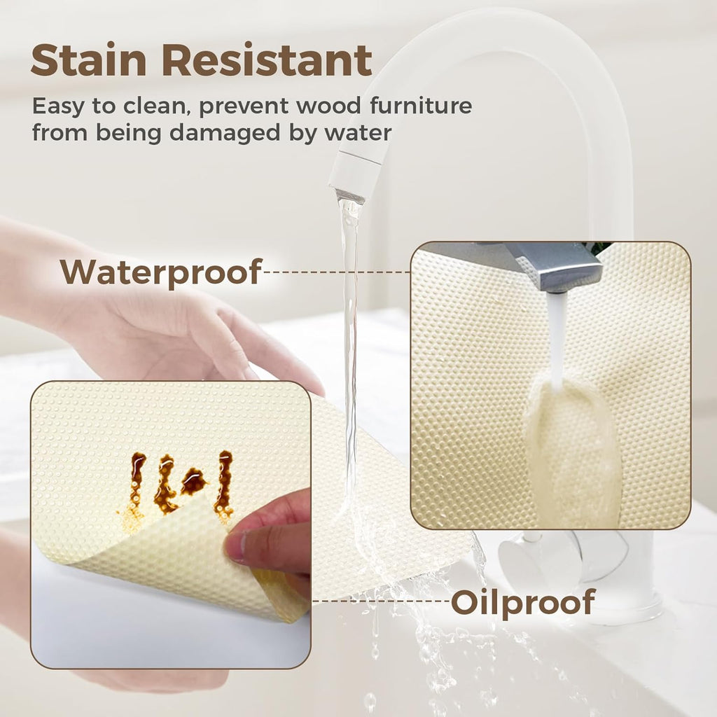 100% EVA Shelf Liner for Kitchen Cabinet, 24" x 240" Drawer Liners Non Adhesive Non Slip Waterproof Plastic Paper, Dresser Pantry Bathroom Refrigerator Protector, Cream