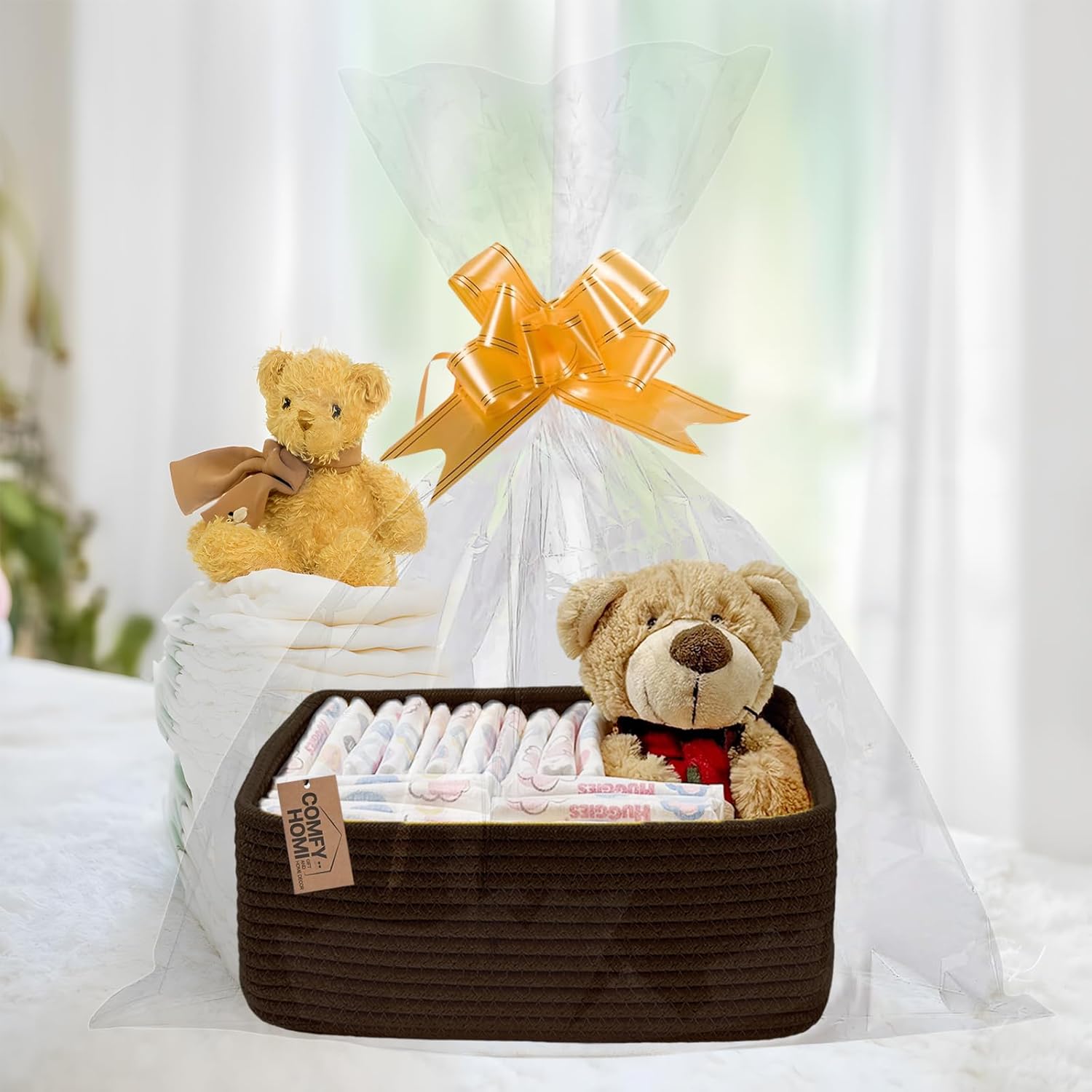 COMFY-HOMI 11.5"x7.5"x4.7" Storage Baskets for Organizing | Cotton Rope Woven Basket | Toy Storage Bin Box | Basket for Shelves, Closet Organizer Bin, Decorative Closet Shelf, 1 Pack dark brown