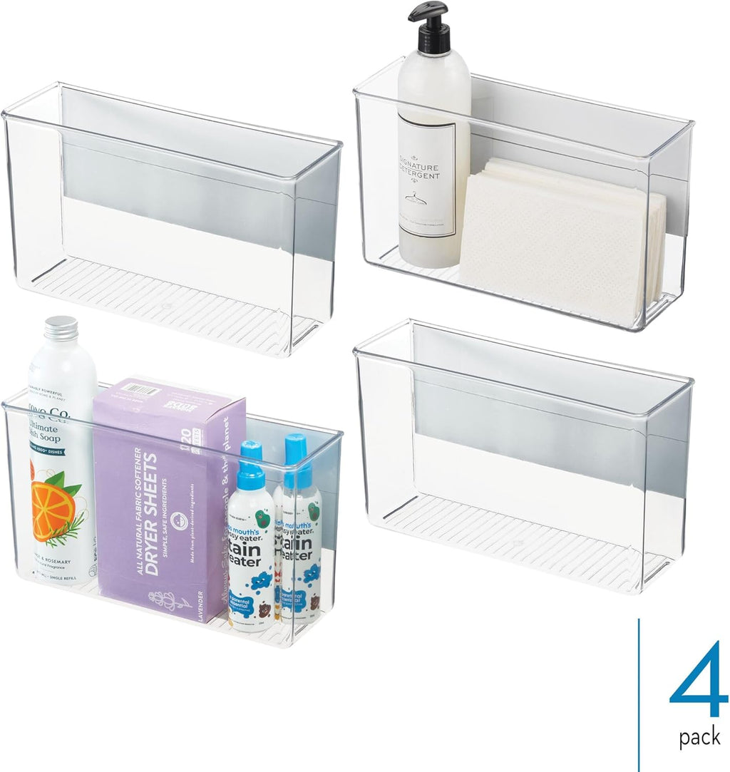 InterDesign iDesign Magnetic Large Clear Plastic Organizer Bins for Laundry Room Storage - 4-Pack