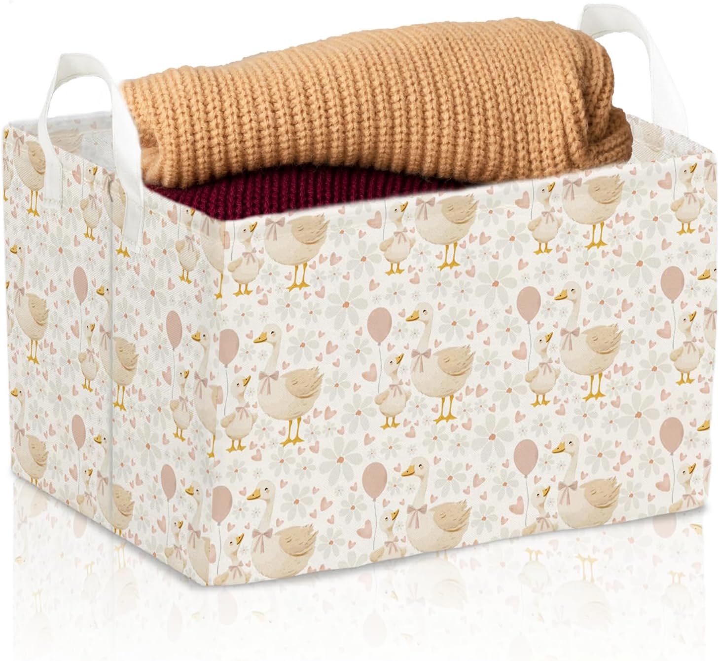 A New Silly Goose Storage Basket, Cute Waterproof Canvas Toy Storage Box, Foldable Room Decorative Basket with Handle, Gift for Christmas, Suitable for Wardrobe, Bedroom, Home Living Room Shelf