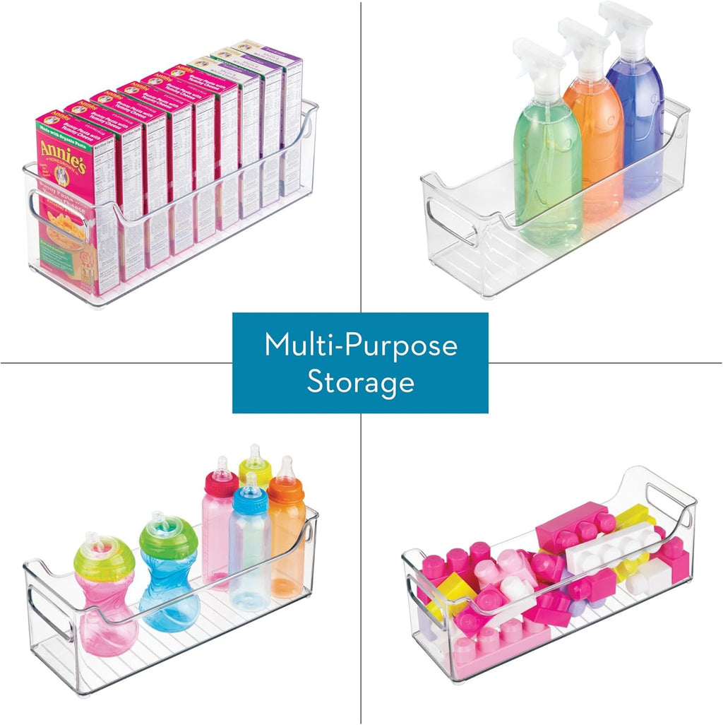 InterDesign iDesign Stackable Plastic Pantry Bin with Handles for Cabinets or Fridge, Clear, Made in USA (Pack of 4)