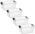 Superio Clear Storage Bins with Lids, Stackable Storage Box with Latches and Handles, Extra Small, 4 Pack 1.75 Quart