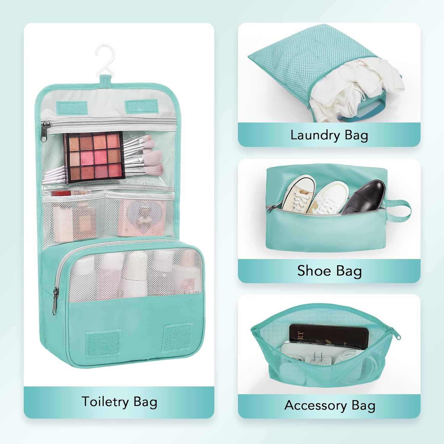 10 Set Compression Packing Cubes for Travel Essentials,Compressible Expandable Packing Cubes for Suitcase,OlarHike Luggage Organizer Bags for Travel,Handy Helper for Organizing Clothes(Cyan)