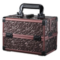 Joligrace Makeup Train Case Cosmetic Box Portable Makeup Case Organizer 2 Trays Makeup Storage with Mirror Locking for Cosmetologist Aesthetic Supplies Nail Tech Traveling Makeup Box Dark Brown