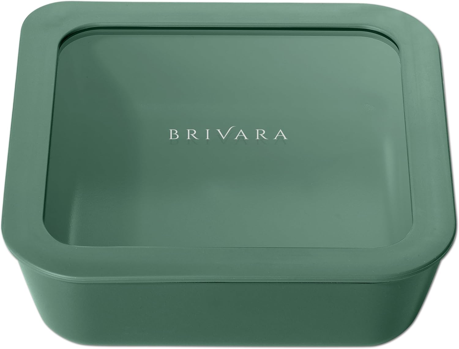 Ceramic Coated Glass Food Storage Container | No PTFE, PFOA, PFAS, and BPA | Reusable Non Toxic Meal Prep Container with Glass Lid | Easy To Store | 5 Cup Square [Pine]