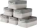 Basket for Organizing Cube Stgorage Bin - Small 6 Pack Fabric Storage Cubes Collapsible Baskets for Shelves with Rope, Bins for Organization Closet Cloth Toy Laundry Canvas (Grey&White 12x8x5.2 inch)