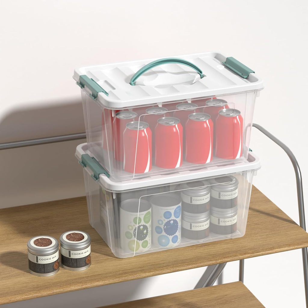 Ramddy 6-Pack 14 Quart Plastic Storage Bin with Handle, Clear Latching Container Box