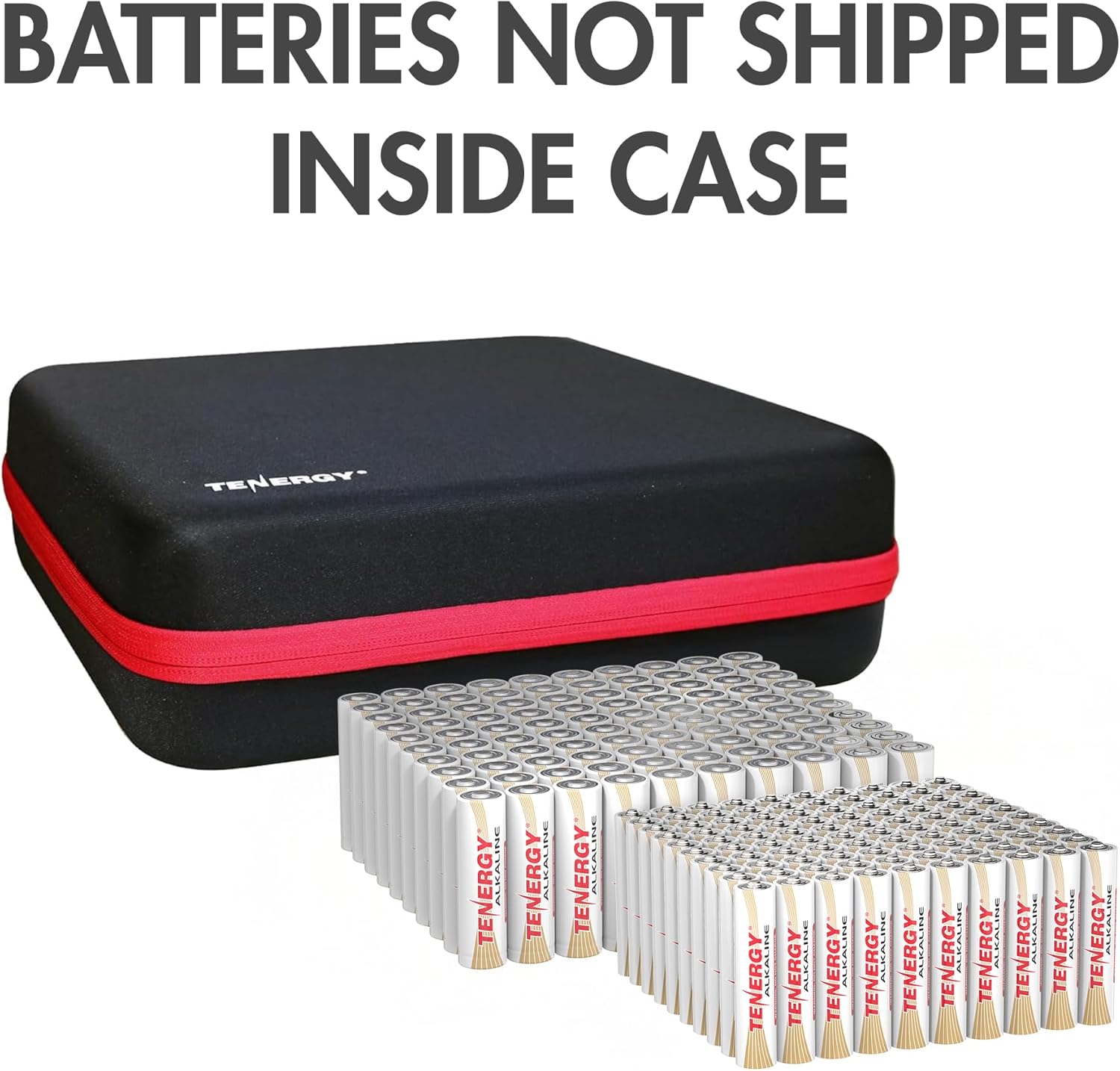 Tenergy Alkaline Batteries & Storage Case, 100xAAs 100xAAA Batteries and Battery Organizer Case