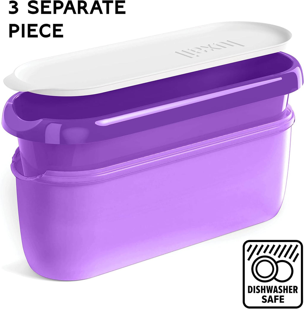 Ice Cream Containers for Homemade Ice Cream,Reusable Storage Freezer Ice Cream Container with Lids, 1.5 Quart Tub, Purple and Lavender, Hand Wash