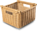 The Basket Lady Deep Pole Handle Wicker Storage Basket, Medium, 13.5 in L x 14 in W x 9 in H, Sandstone
