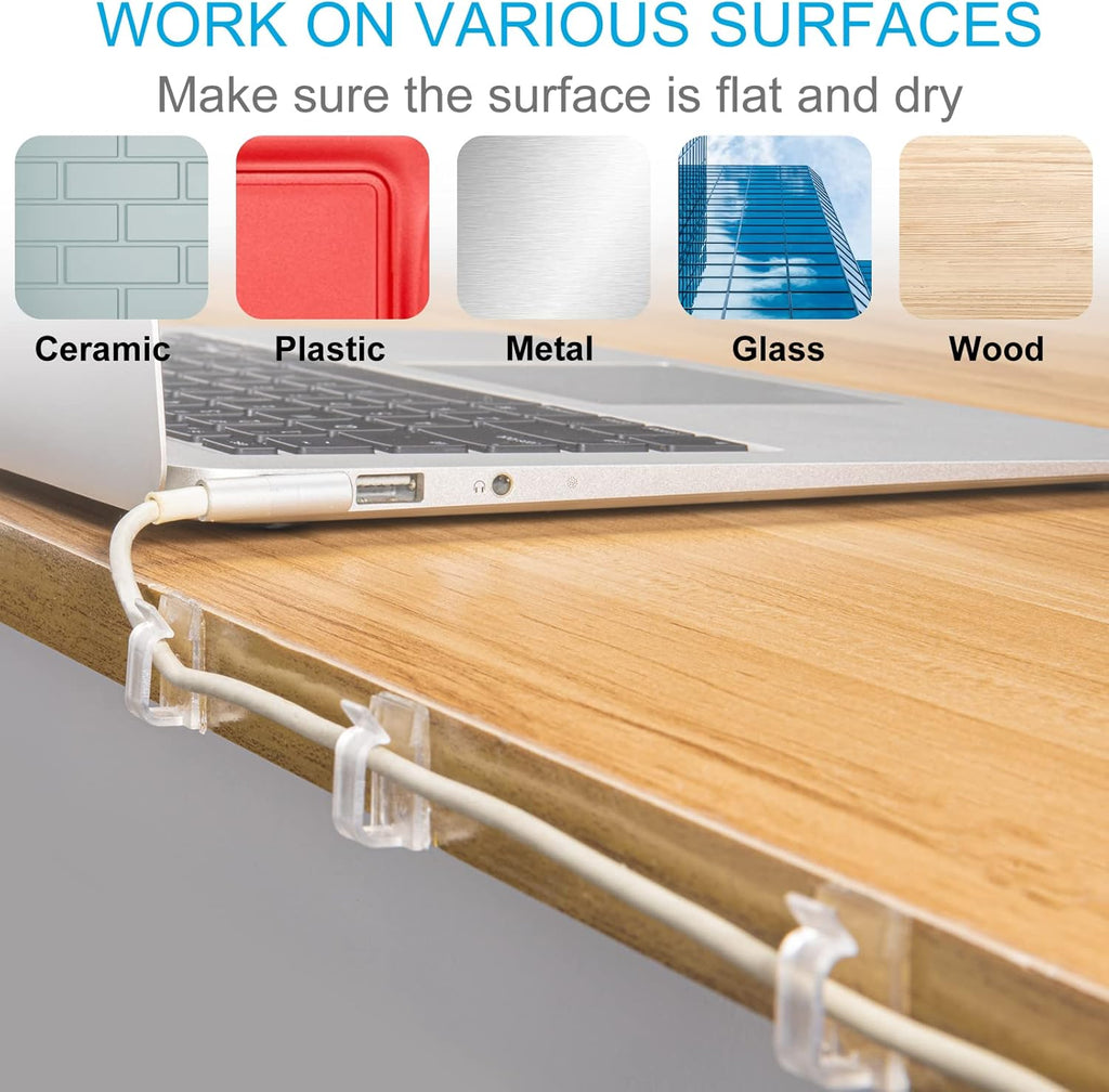 100 PCS Outdoor Light Clips Clear (Small & Large), Adhesive Cable Clips for Wall Wire Holder Cable Management Cord Organizer, Christmas Light Hooks for LED String Lights, Car Dash Cam, Extension Cord