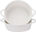 Sea Team 2-Pack Cotton Rope Baskets, 10 x 3 Inches Small Woven Storage Basket, Fabric Tray, Bowl, Round Open Dish for Fruits, Jewelry, Keys, Sewing Kits (White)