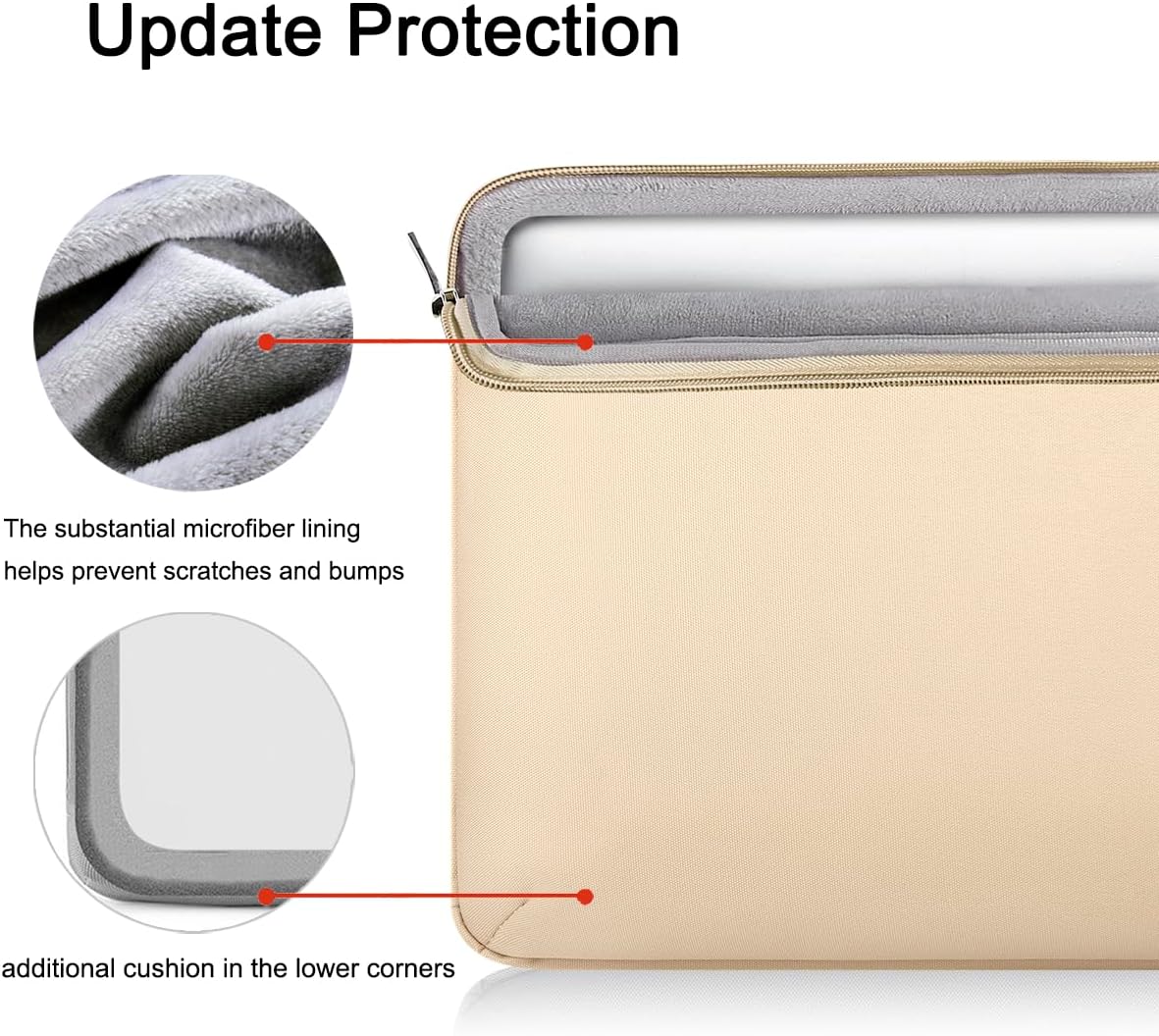 Voova Laptop Sleeve Case 14 15 Inch with Handle, 360° Protective Waterproof Slim Computer Bag Cover Compatible with MacBook Air 15 M2/M3/M4 2024-2025, MacBook Pro 14/15, Hp Chromebook 14, Beige