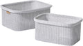 La Jolie Maison Blended Fabric Storage Baskets Set of 2, Rectangle Knitted Baskets for Organizing, Boho Decorative Baskets, Durable Finish, Grey