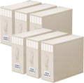 6 Pack Bed Sheet Closet Organizers and Storage,Sturdy Foldable Storage Containers with Window and Label,Storage and Organization for Bedding Sheets,Duvet Covers,Blankets (Beige)
