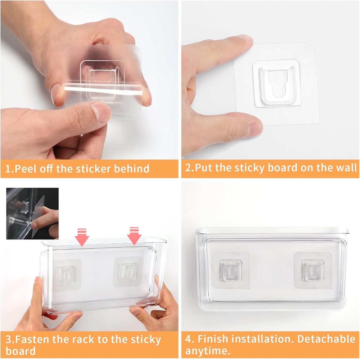 APSOONSELL Wall Mount Storage Organizer Box for Phone Remote Control Holder Clear L