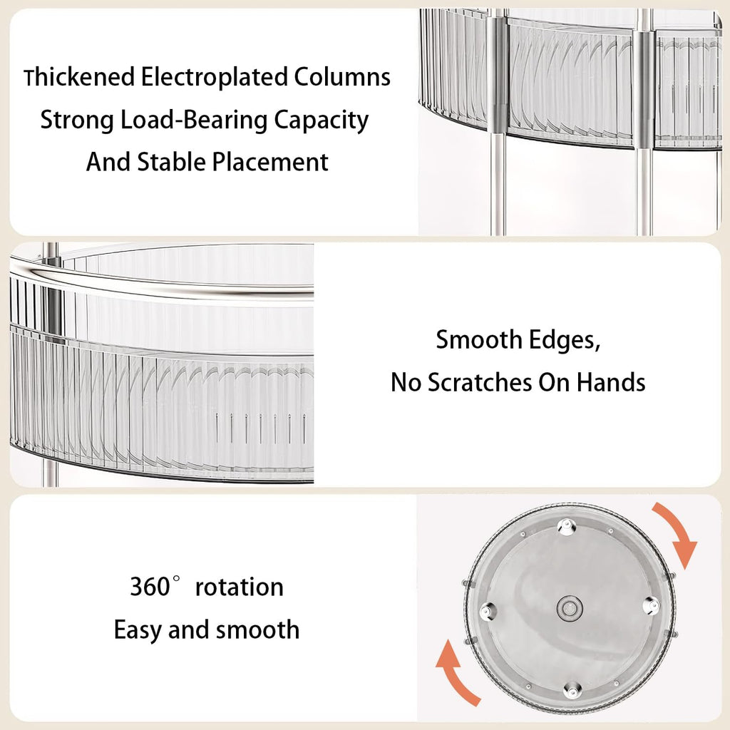 360° Rotating Makeup Organizer for Vanity, Skincare Perfume Organizers and Storage for Bathroom Countertop, Clear Makeup Brush Holder Lazy Susan for Counter (Transparent, 3 Tier)