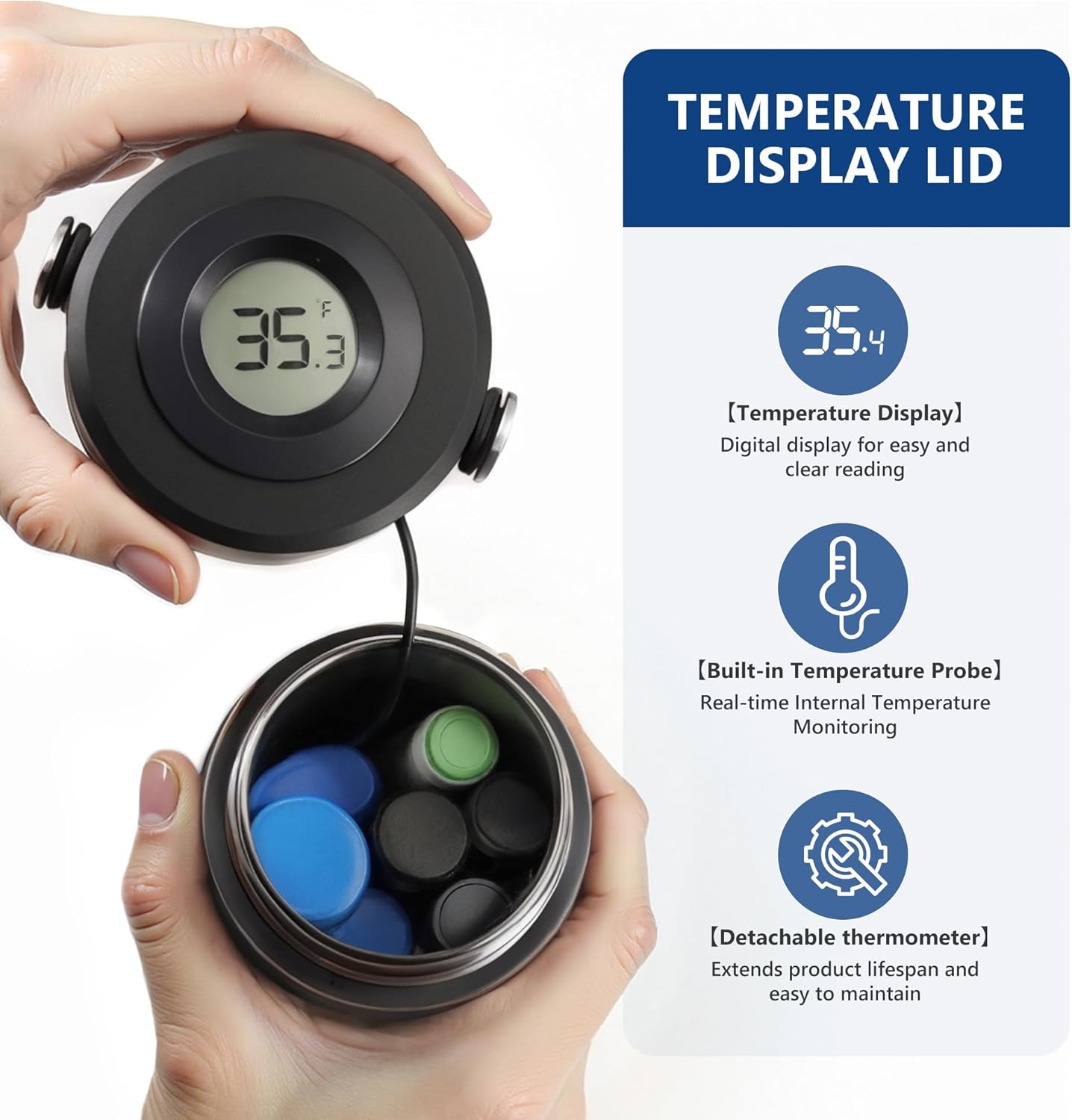 Insulin Cooler Travel Case Tsa Approved, 3-5 Pens Medicine Travel Cooler Temp Display, Diabetes Case with Reusable Ice Pack, Refrigerated Medication Organizer for Diabetic Supplies (Black)