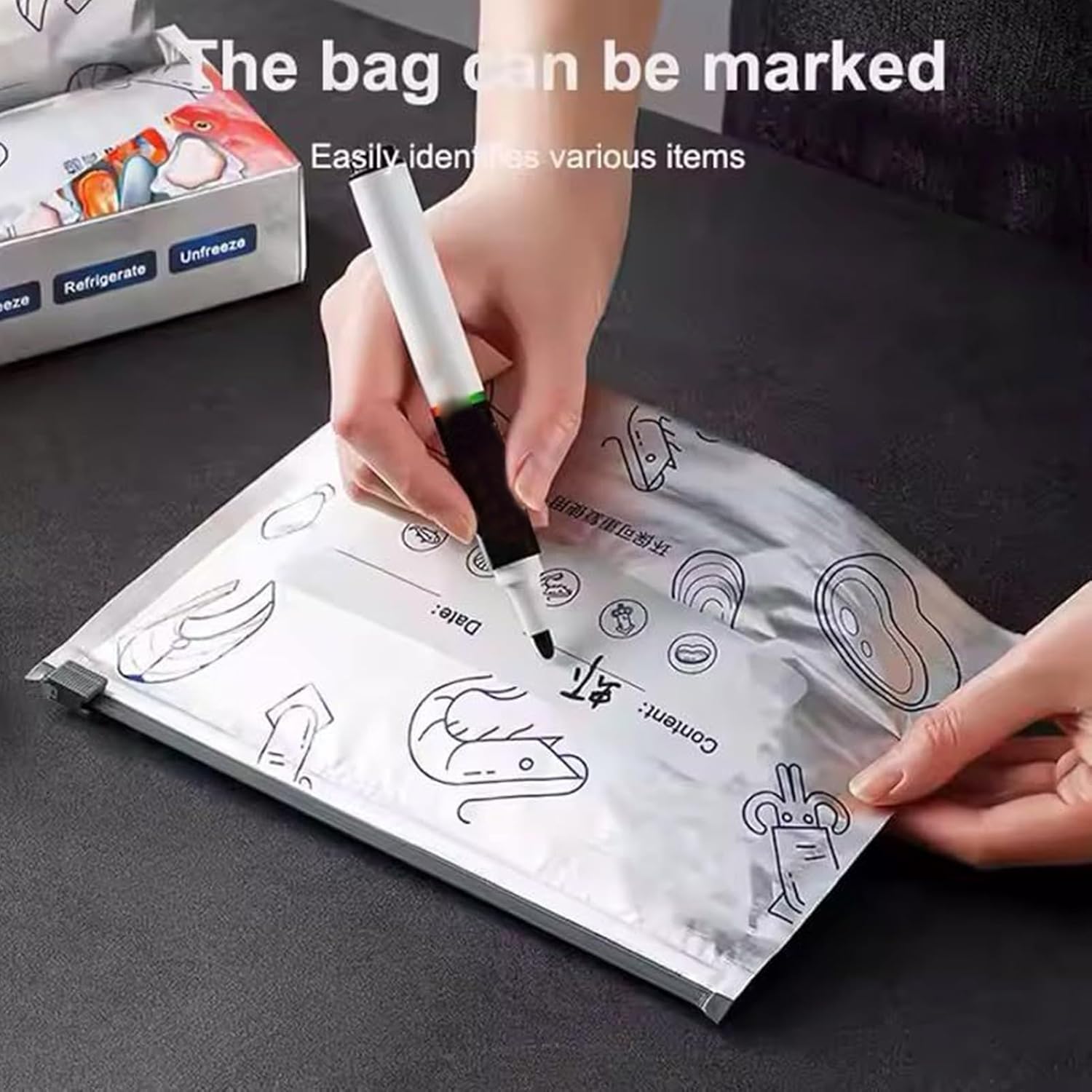 Reusable Food Storage Bags - Zipper Lock Reusable Food Storage Pouches, 30 Pieces Aluminium Foil Freezer Organizer for Kitchen, Pantry, Container for Seafood, Meats, Vegetables, Snacks, Candy, Fruit